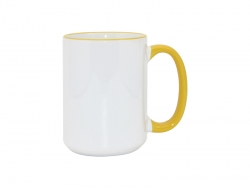 Mug blanc MAX A+ 450 ml avec anse jaune Sublimation Transfert Thermique