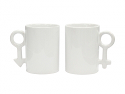 2 mugs blancs 300 ml pour couple Sublimation Transfert Thermique