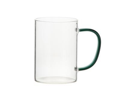 Sublimation 12oz/360ml Glass Mug w/ Green Handle(Clear)