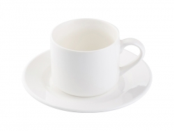 6oz  Taza de porcelana de ceniza de hueso con platillo