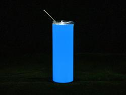 Botella Acero Inoxidable 20oz/600ml Con Tapa y Pajita (Brilla en la oscuridad, Blanco a Azul)