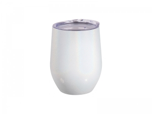 Sublimation 12oz/360ml Glitter Sparkling Stainless Steel Stemless Cup (White)