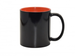Mug magique 330 ml noir avec intérieur orange Sublimation Transfert Thermique