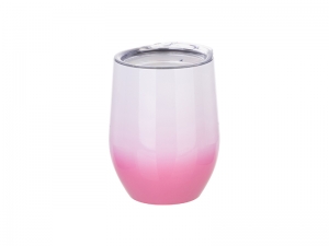 Sublimation 12oz/360ml Stainless Steel Stemless Cup w/ Lid (Gradient Color White &amp; Pink)