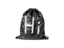 Sequin Drawstring Backpack (Black/White)