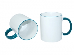 Mug blanc 330 ml avec anse vert foncé Sublimation Transfert Thermique