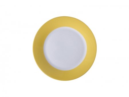 Sublimation 8&quot; Rim Plate w/ Yellow Edge