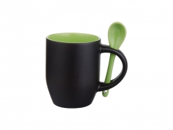 Mug magique avec cuillère pour sublimation – noir mat avec intérieur vert clair