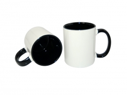 Mug 330 ml avec intérieur et anse noir Sublimation Transfert Thermique
