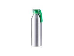 Botella Deportiva Slim Aluminio Plateada 22oz/650ml con Tapa verde