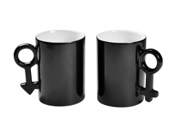 2 mugs magiques noir pour couple Sublimation Transfert Thermique
