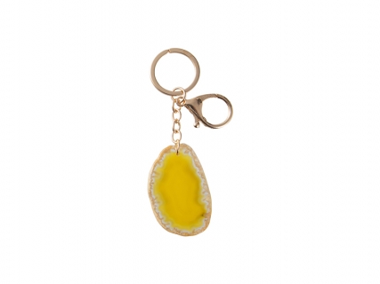 Engraving Agate Keyring (Yellow, φ4-7cm)