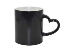 Mug magique noir avec anse coeur avec boîte Sublimation Transfert Thermique