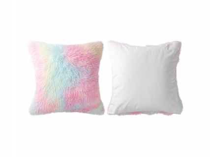 Two Tone Sublimation Blanks Pillow Cover(Tie Dyed PV Short Fleece with Microfiber,45*45cm)