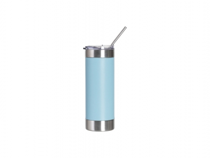 Engrave Blanks 20oz/600ml Laserable Silicon Wrap Tumbler (Light Blue/White)