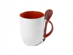 Mug JS Coating avec cuillère rouge Sublimation