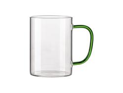 15oz/450ml Glass Mug w/ Light Green Handle(Clear)