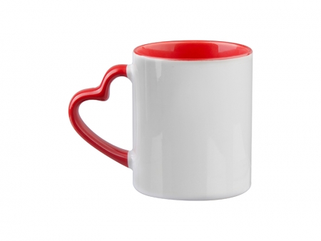 Sublimation 11oz Inner Rim Color Mug with Heart Handle