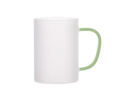 Sublimation 12oz/360ml Glass Mug w/ Light Green Handle(Frosted)