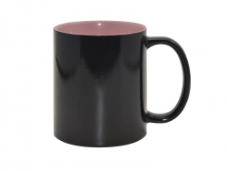 Mug magique 330 ml noir avec intérieur rose Sublimation Transfert Thermique