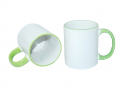 Mug blanc 330 ml avec anse vert clair Sublimation Transfert Thermique