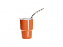 Sublimation Blanks 3oz/90ml Mini Stainless Steel Tumbler Shot Glass w/ Straw(Orange)