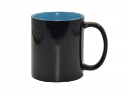 Mug magique 330 ml noir avec intérieur bleu ciel Sublimation Transfert Thermique