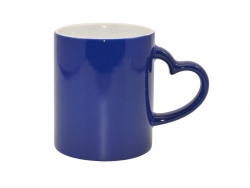 Mug magique bleu foncé avec anse coeur avec boîte Sublimation Transfert Thermique