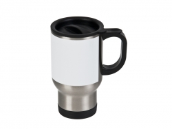Mug isotherme 450 ml argenté avec patch blanc Sublimation Transfert Thermique