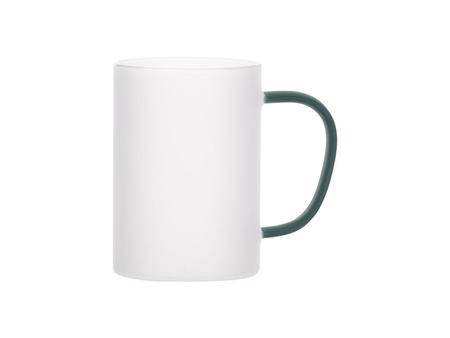 Sublimation 12oz/360ml Glass Mug w/ Green Handle(Frosted)