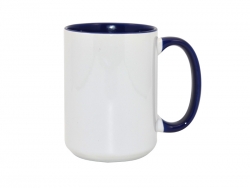Mug blankc A+ 450 ml avec anse intérieur bleu marine Sublimation Transfert Thermique