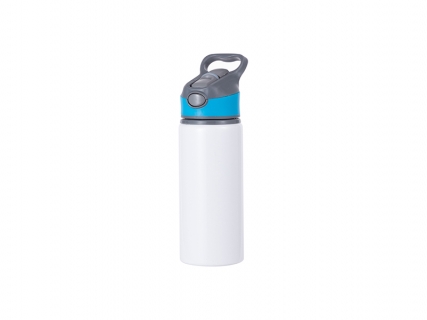 22oz/650ml Sublimation Blanks Alu Water Bottle with Color Cap (White)