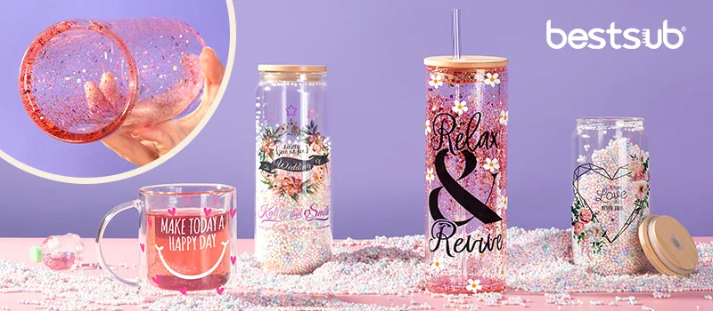 20oz double walled glass can blank sublimation snow globe glitter