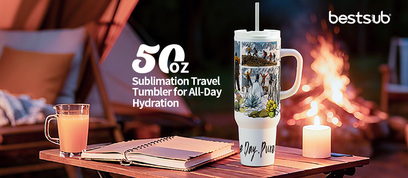 Easy Sipping, Fewer Refills! 50oz Sublimation Travel Tumbler for All-Day Hydration
