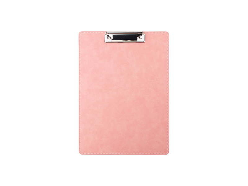 Sublimation PU Leather Clipboard with Metal Clip (Pink, A4 size