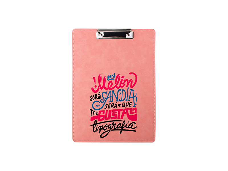 Sublimation PU Leather Clipboard with Metal Clip (Pink, A4 size