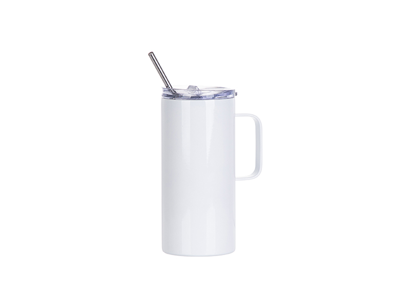 Travel Sublimation Tumbler with Handle Lid :: 16oz White – MJ Supply