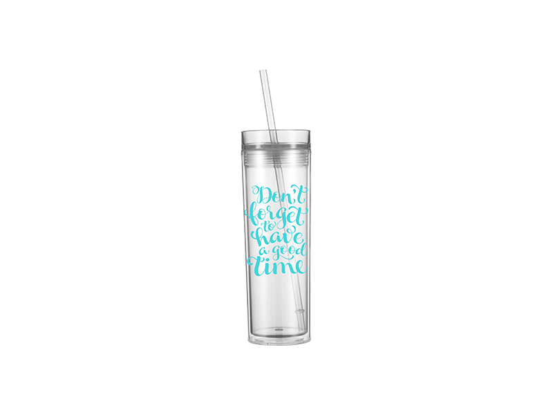 Sublimation Blanks 16 OZ Glass Skinny Tumbler with Straw