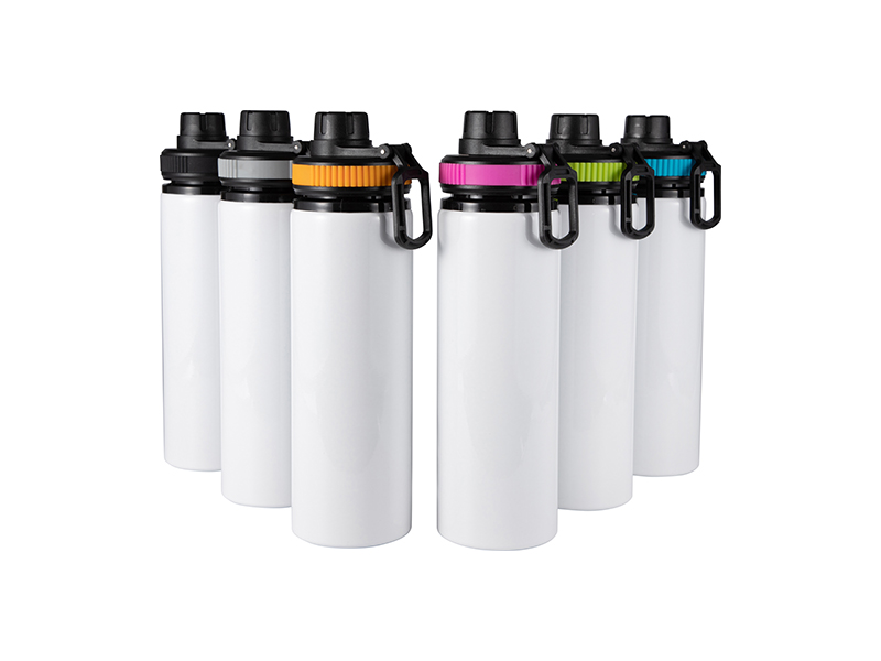 28oz/850ml Sublimation Blanks Alu Water Bottle with Color Cap (White) BestSub Sublimation