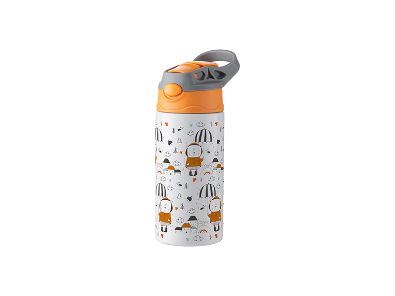 FJbottle Niños 350ml Botella de Agua Acero Inoxidable con Pajita