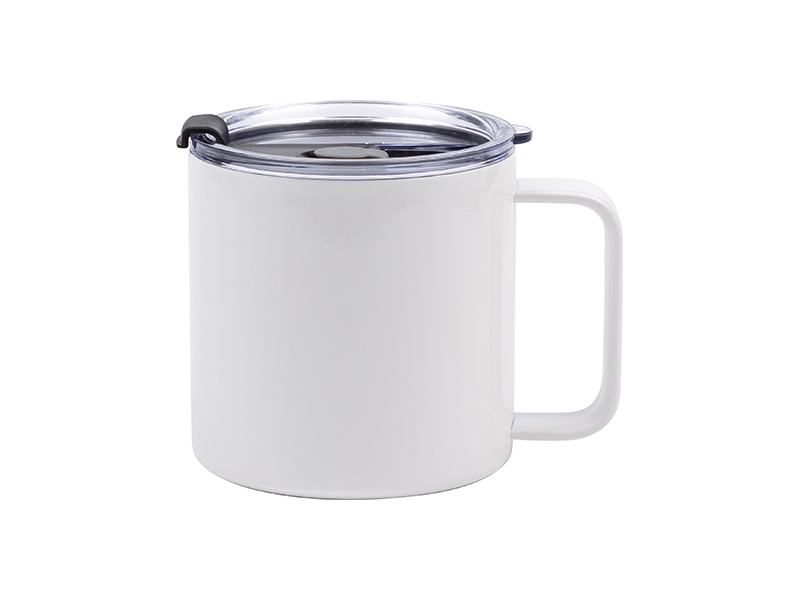 14 oz White Stainless Steel Sublimation Travel Mug