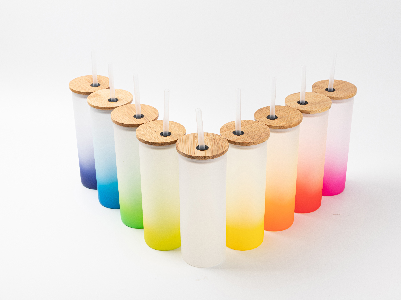 17oz/500ml Sublimation Blanks Glass Skinny Tumbler (Frosted, Gradient