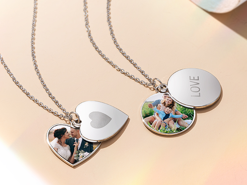 Sublimation Blank Heart Locket Necklace With Chain Decorations