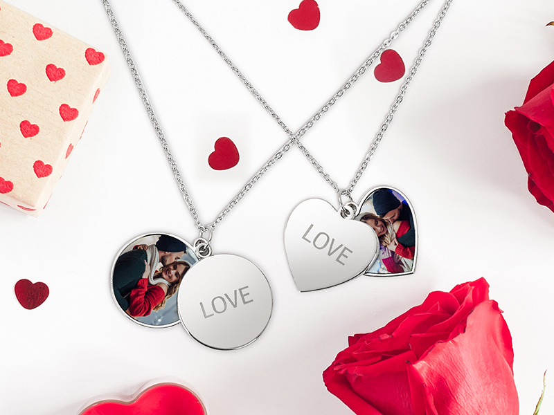 Sublimation Blank Heart Locket Necklace With Chain Decorations