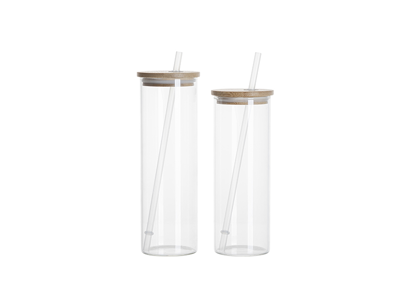 Blank Sublimation Glass with Bamboo Lid and Glass Straw Case Free Ship –  Mud and Honey Shop