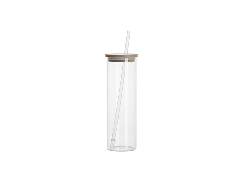 40oz Glass tumbler with handle and bamboo lid Sublimation blanks