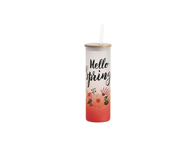 Vaso de vidrio esmerilado con tapa de bambú de 17oz personalizado -  Publibranding