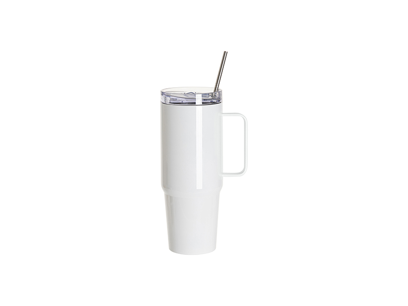 30oz Sublimation Tumbler White w/ V2 White Handle