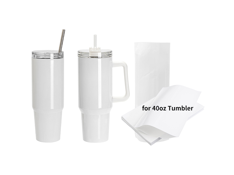 Sublimation Shrink Wrap Sleeves 11.8 x 7 inch for 40 oz Tumblers with Plastic Handle 50 Pieces