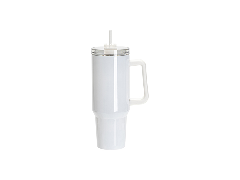 Travel Sublimation Tumbler with Handle Lid :: 16oz White – MJ Supply